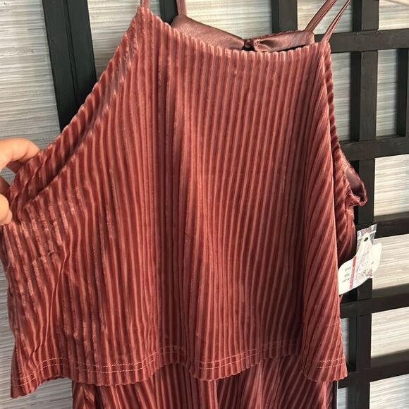 NWT Angie velvet burnout striped swing dress spaghetti straps Nordstrom rack siz - Picture 2 of 6